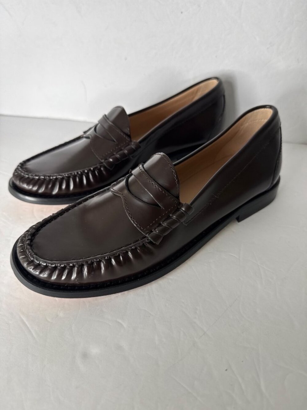 J Crew Classic Penny Loafers Winona Pizzolatto Leather in Berry Size 7 New - Picture 2 of 6